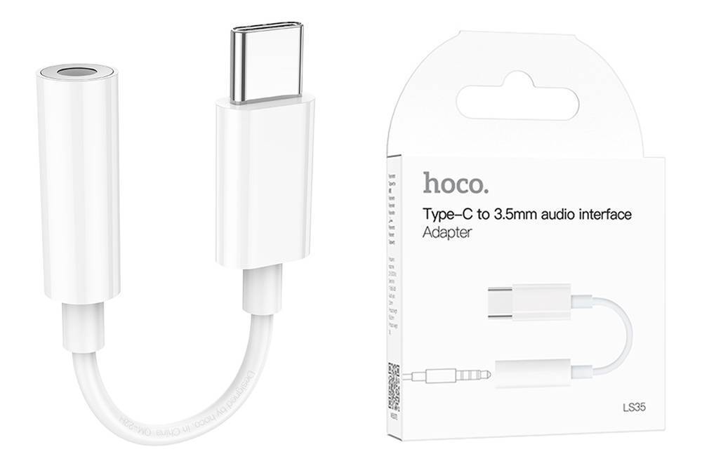 Переходник Hoco LS35 Type-C to 3.5mm Digital Audio Converter; 0,08 м, белый