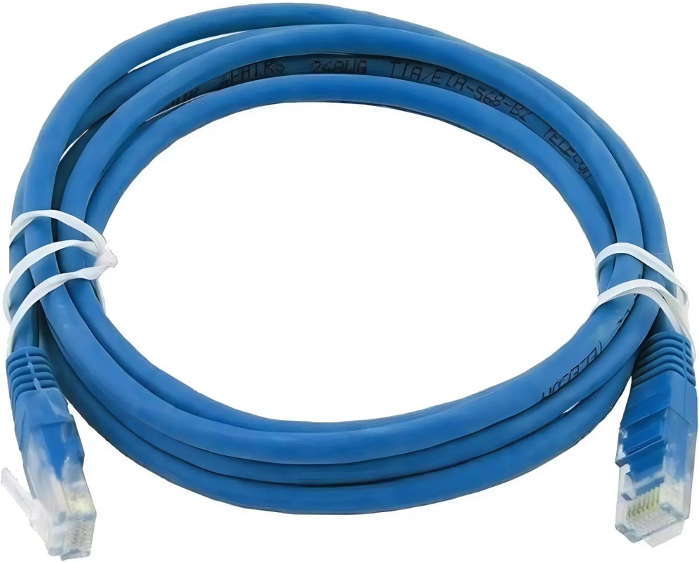 Кабель патч-корд ExeGate Blue UTP-5e-3M-BL (EX258680RUS); не экранированный; кат. 5е; 4-х парный; 3,0 м