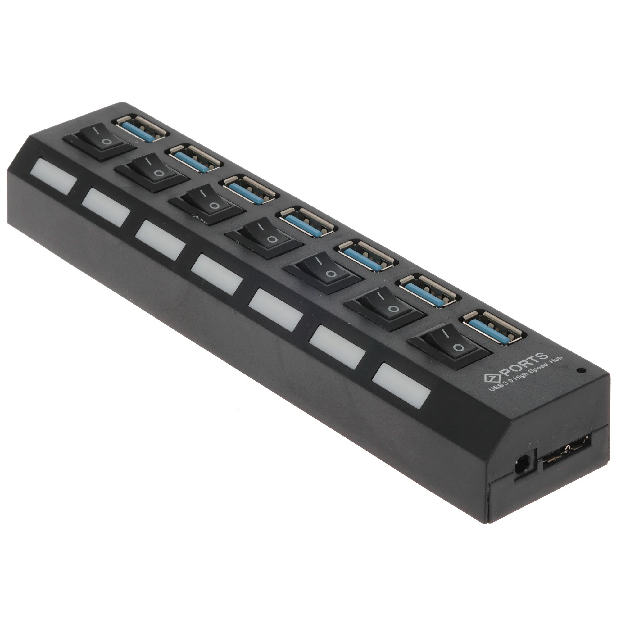Концентратор USB внешний SmartBuy (SBHA-7307-B); USB 3.0; 7 портов; выключатель каждого порта; подключение доп. питания; чёрный