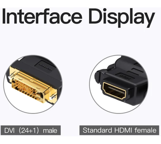 Переходник HDMI(F) - DVI-D(M) Vention (ECDB0) Black