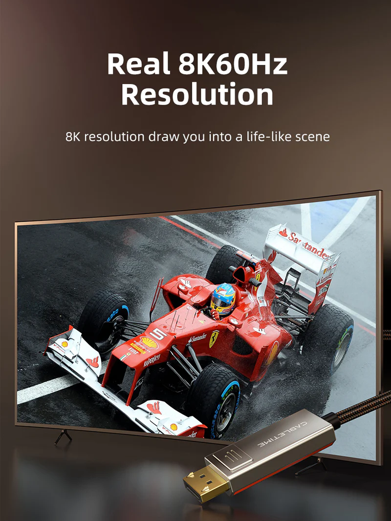 Кабель Type-C/DP CABLETIME CC23H (CT-CBD8K-ZG1) 8K60Hz; 4K144Hz; 2K240Hz, EJ899T чип; двунаправленный, 1 м, чёрный