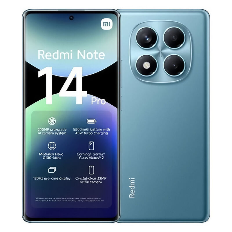 Смартфон Xiaomi Redmi Note 14 Pro 12/512 Гб Blue;  6.67" AMOLED 120 Гц; 2400 x 1080; MT Helio G100 8 ядер 2.2 Ггц; 200+8+2 Мп/32 Мп BT5.3; WiFi 802.11