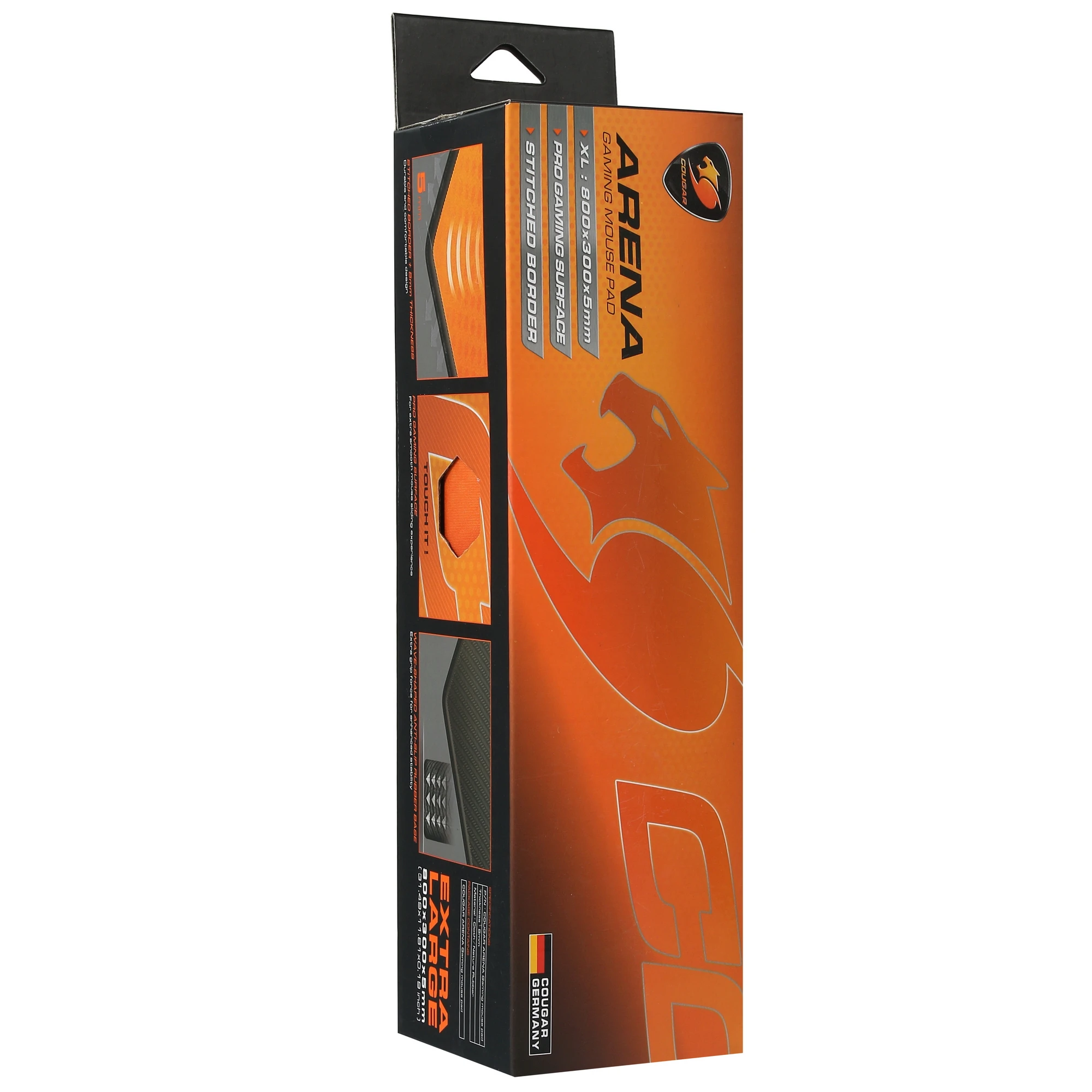 Коврик для мыши Cougar Arena Orange; ткань + резиновая основа; 800 х 300 х 5 мм; игровая поверхность; рисунок