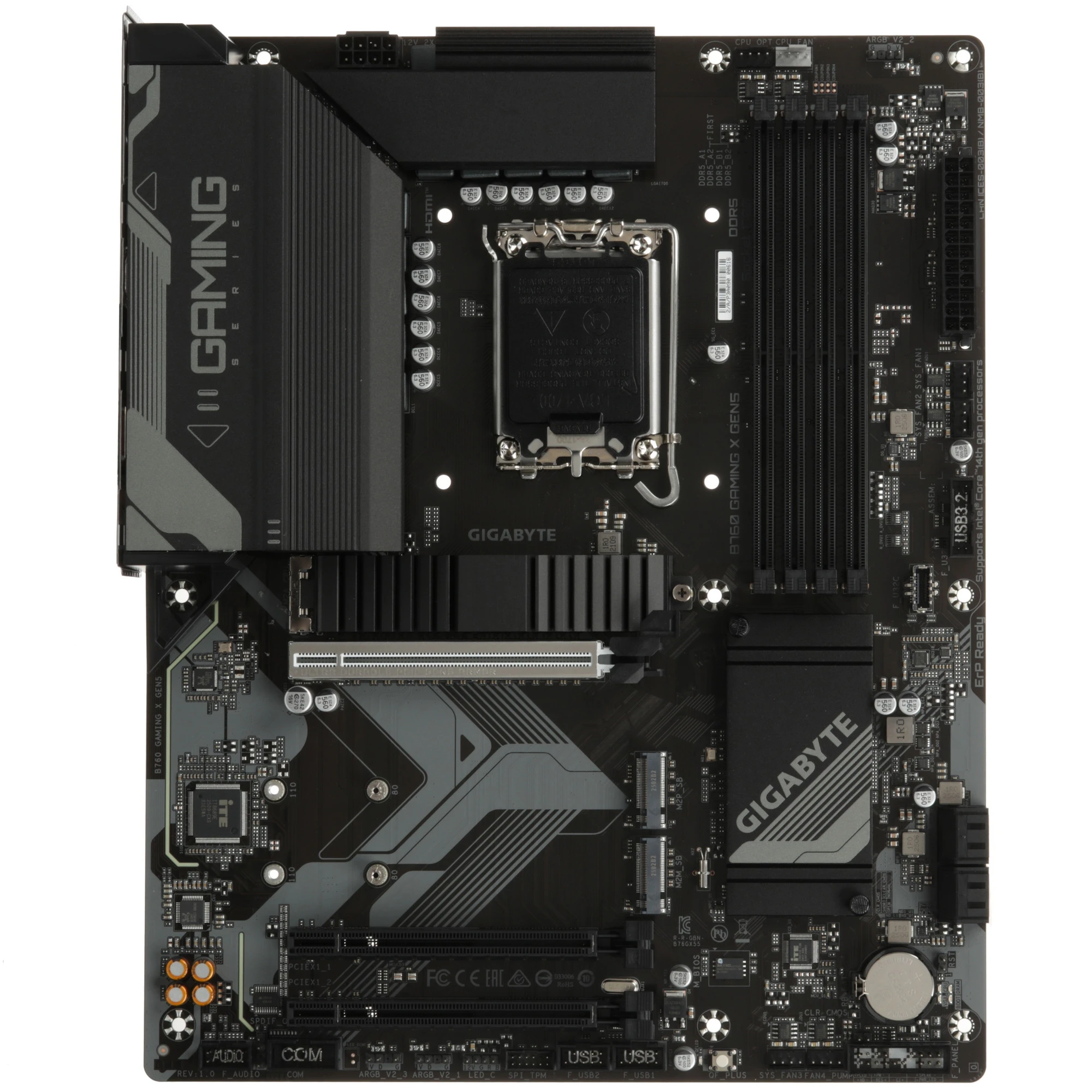 Материнская плата Gigabyte B760 GAMING X***; Socket 1700; ATX; Intel B760; 4хDDR5(7600); 3xPCI-E x16; HDMI; DisplayPort; 4(SATA 6Gb/s); Audio 8 ch; Re