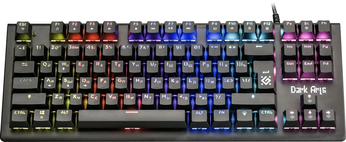 Клавиатура игровая Defender Dark Arts GK-375 (45375***); USB; механическая; 87 клавиш; 12 (+FN); подсветка LED; ENG\RUS; чёрный