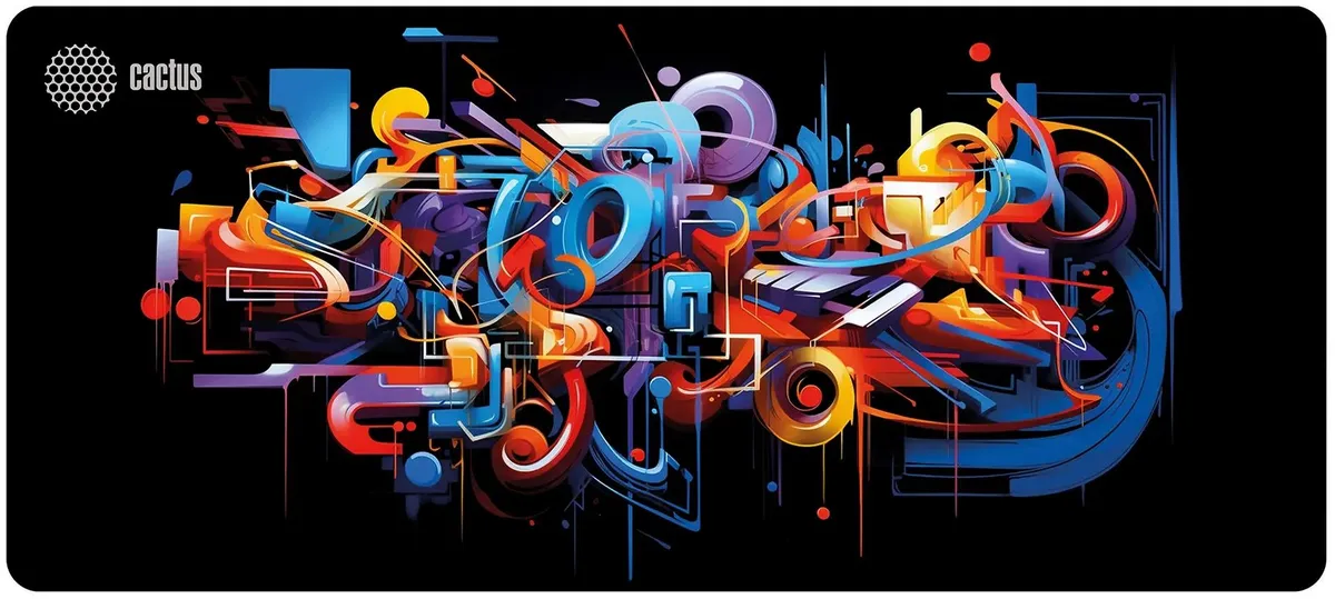 Коврик для мыши Cactus Graffiti (CS-MP-PRO10ХXL); ткань + резиновая основа; 900 х 400 х 2 мм; игровая поверхность; рисунок