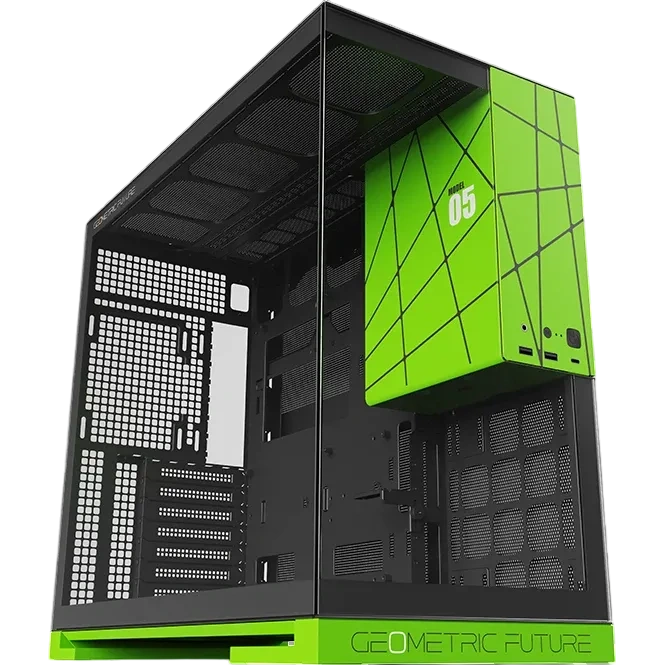 Корпус Geometric Future Model 5 ARGB NV Style Limited Edition (1AM5WKNV01100); E-ATX; Middl-Tower; без БП; 5x140 мм; 2xUSB 3.X, 1xUSB 3.X Type-C,1x ja