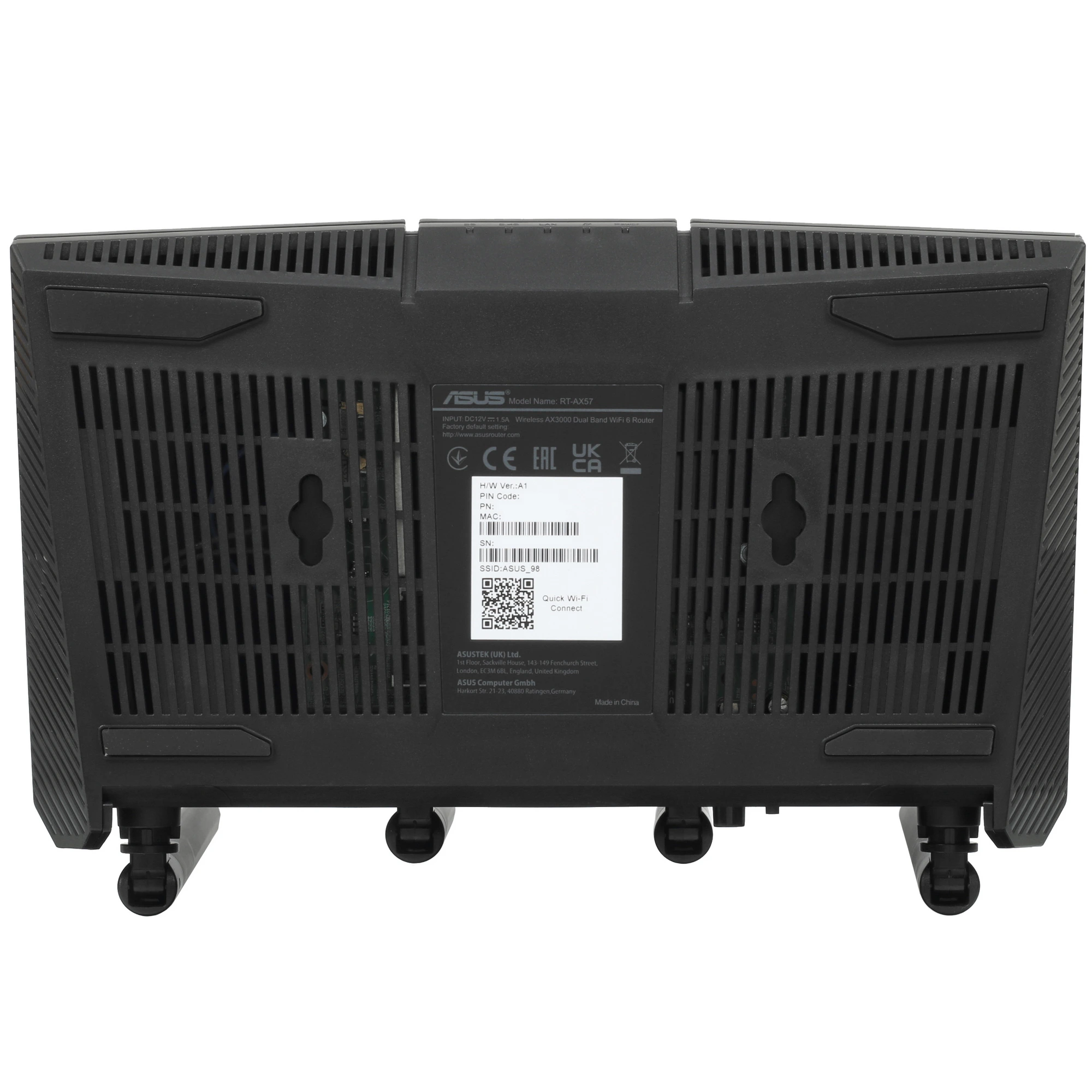 Роутер Asus RT-AX57 AX3000 (AX3000***); IEEE 802.11a/b/g/n/ac/ax; 574 Mbps + 2402 Mbps; 4x LAN 10/100/1000 Мбит/сек; 4 ant