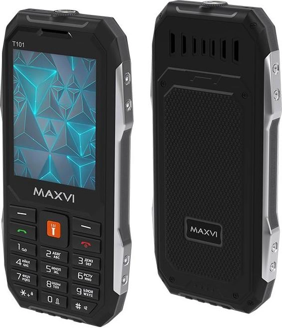 Мобильный телефон Maxvi T101 черный; 2.8"; TFT; 240x320; нет камеры; 32 Мб/32 Мб; 4000 мА/ч