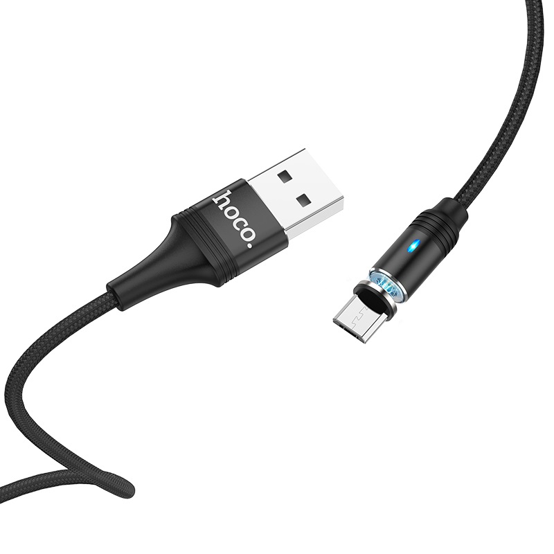 Кабель USB 2.0 AM/Micro USB Hoco U76; 2,4 A; 1,2 м; магнитное крепление; черный