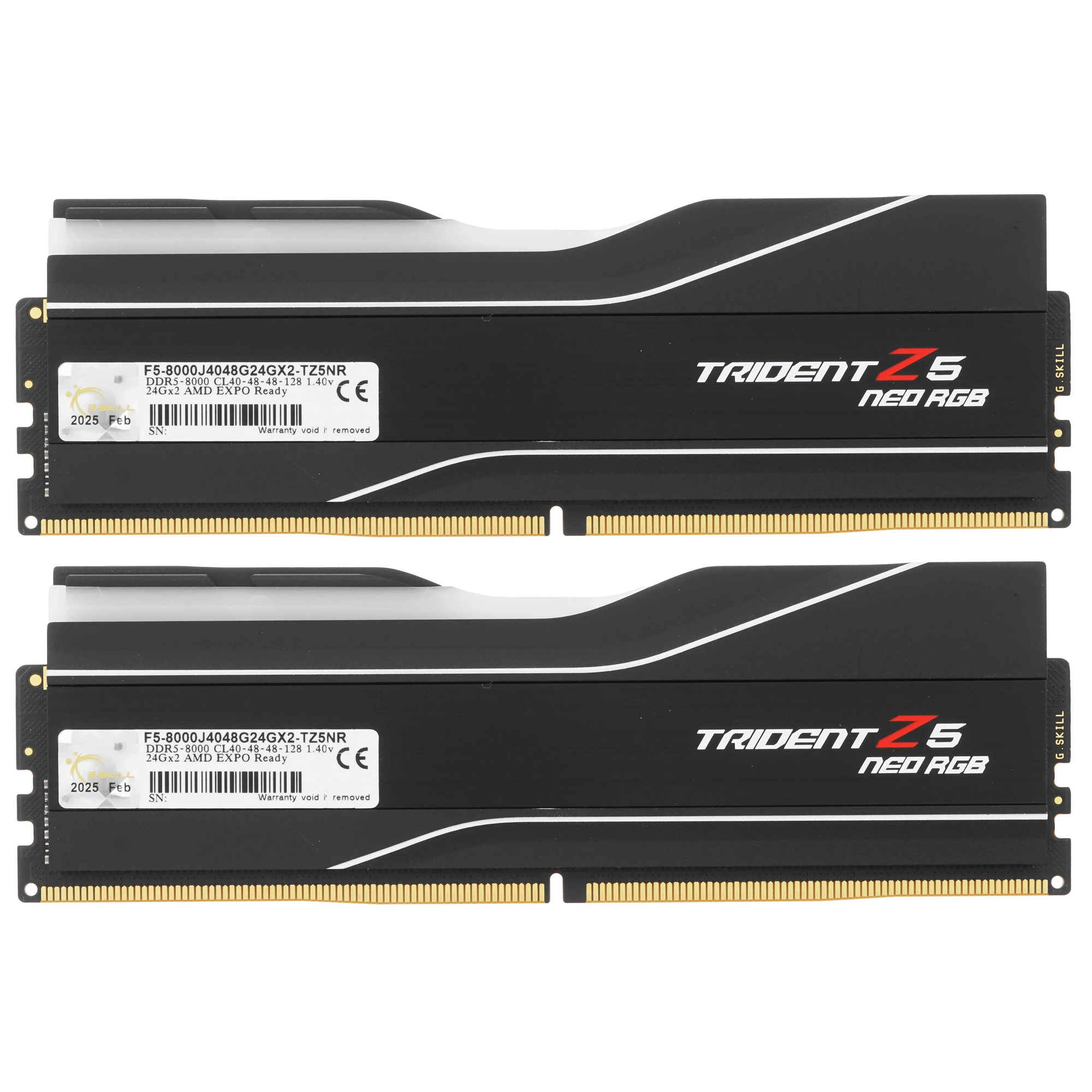 Модуль памяти DDR5 48 Гб (2x24 ГБ) G.Skill Trident Z5 Neo RGB Black (F5-8000J4048G24GX2-TZ5NR); 8000 МГц; радиаторы; RET