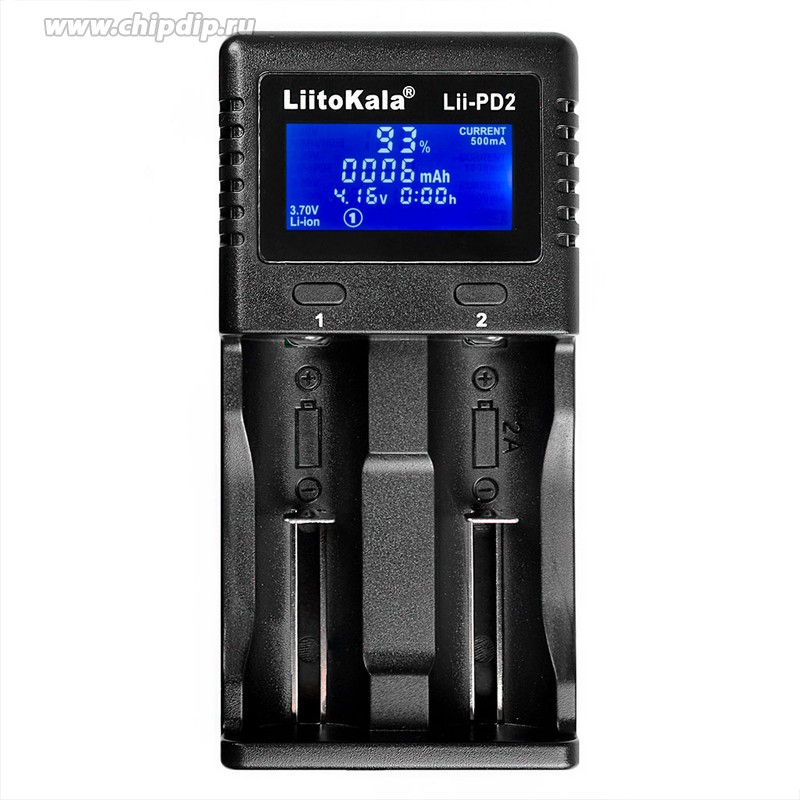 Зарядное устройство LiitoKala Lii-PD2; универсальное; 2 шт; USB Type-C; Li-Ion, Ni-Cd, Ni-MH; автоопределение