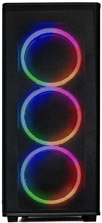 Корпус XASTRA A300M 4FRGB Black (A300M-4FG12A-C6); mATX; Mini-Tower; без БП; сталь; 2x3.5" int.; 4 x 120 мм; 2xUSB 2.0/1xUSB 3.0/2xMic/Aud; чёрный