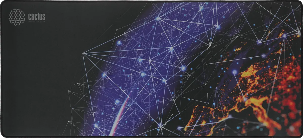 Коврик для мыши Cactus Blue Cosmic (CS-MP-PRO04XXL); ткань + резиновая основа; 900 х 400 х 2 мм; игровая поверхность; рисунок