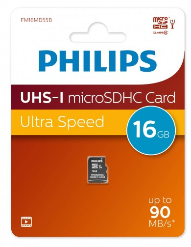 Карта памяти 16 ГБ Philips (FM16MD55B/97); micro SDHC; Class 10; без адаптера
