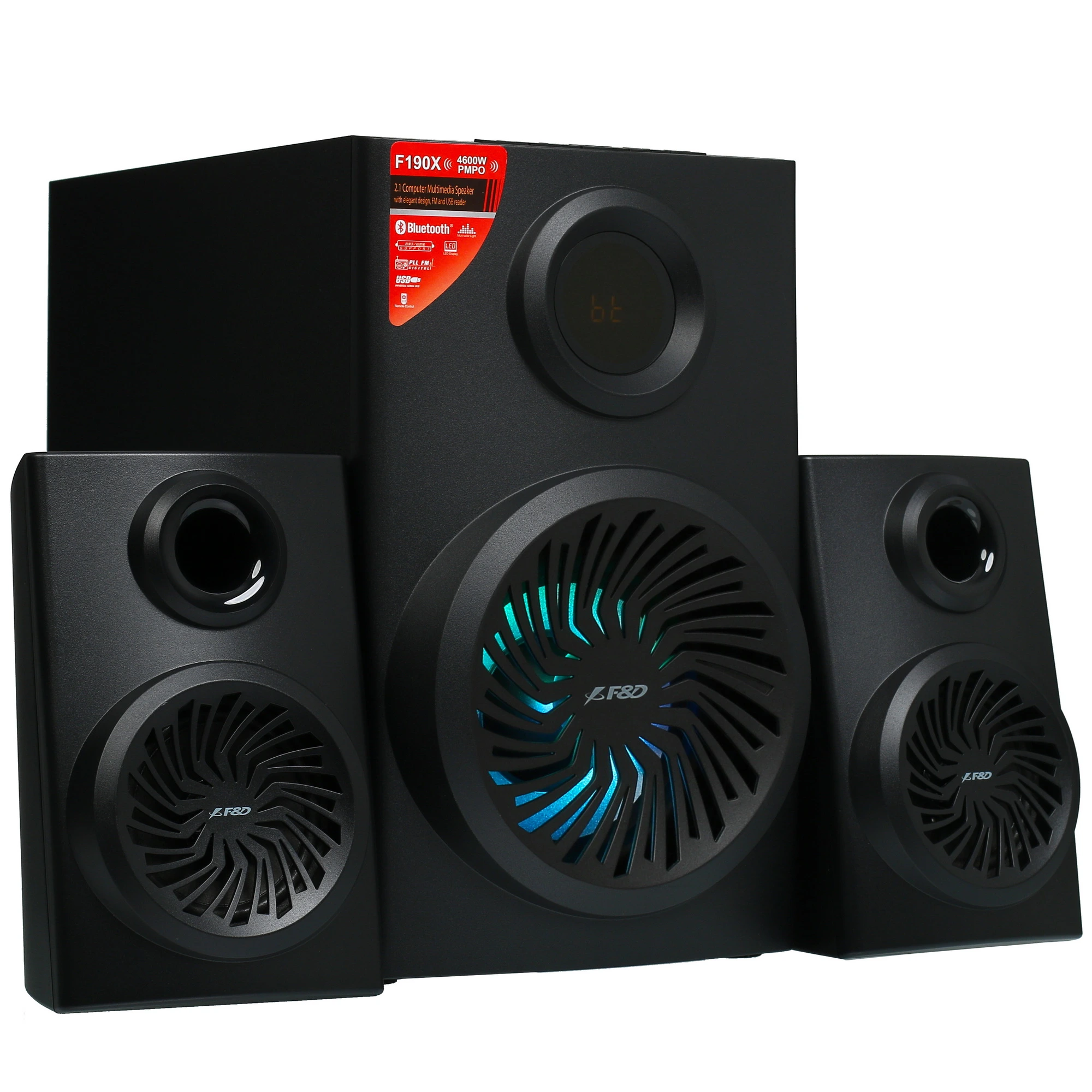 Акустическая система 2.1 F&D F190X***; 46 Вт; 20 - 20 000 Гц; дерево; MDF; FM тюнер; USB; BT; пульт 