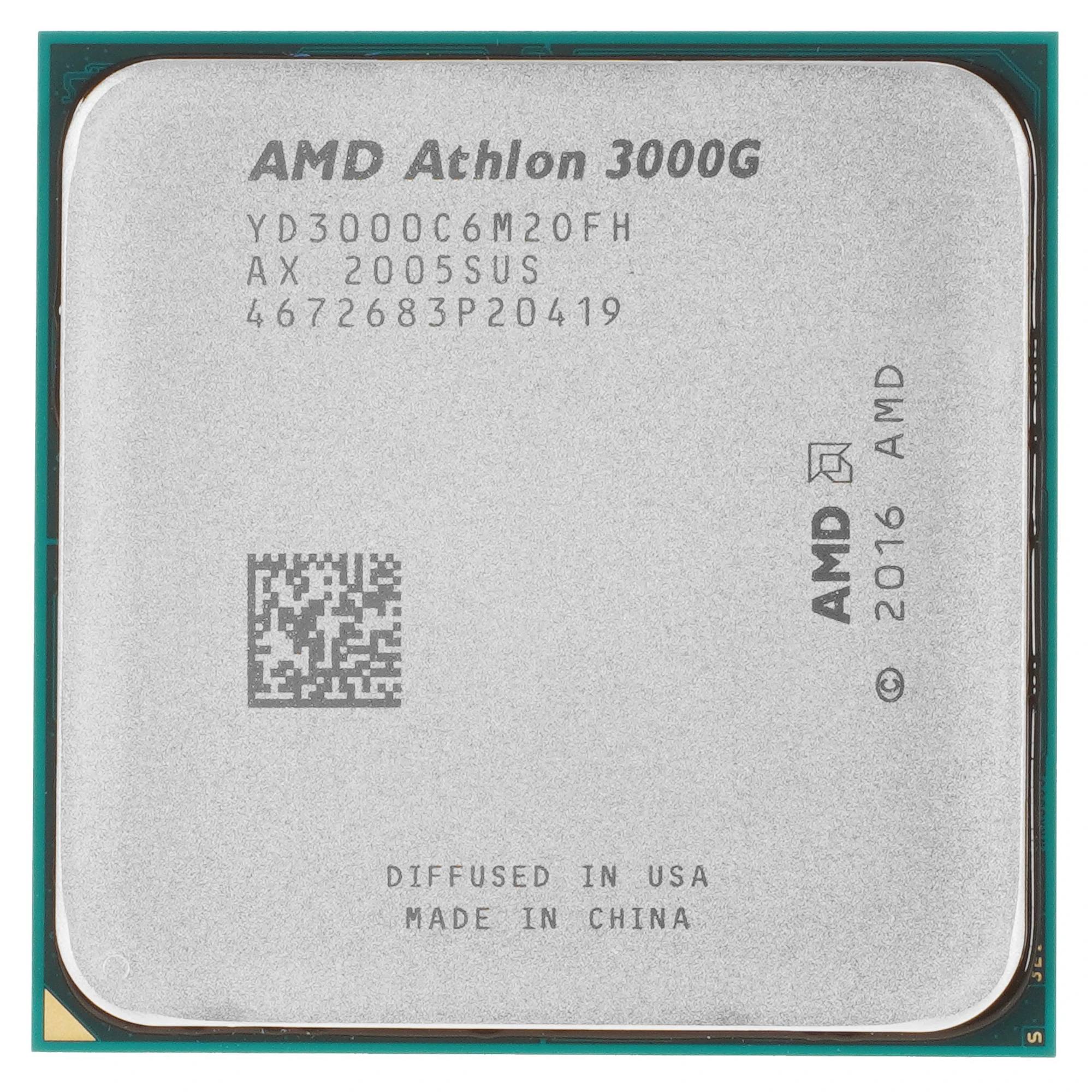 Процессор AMD Athlon 3000G (YD3000C6M2OFH***); AM4; 3,5 ГГц; 192 кБ L1 Cache; 1 МБ L2 Cache; 4 МБ L3 Cache; Picasso; AMD Radeon Vega 3; 14 нм; TRAY
