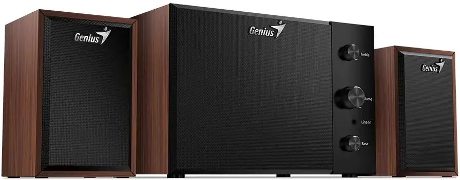 Акустическая система 2.1 Genius SW-2.1 350 Wood (31730037400***); 15 Вт; 130 - 20000 Гц; MDF; MDF; регулятор на передней панели сабвуфера; сеть 220В;