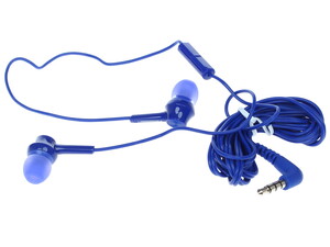 Гарнитура вставные Panasonic RP-TCM115GCA***; без крепления; 10 - 24 000 Гц; 16 Ом; 1,2 м; микрофон; 3,5 мм (mini jack); синий