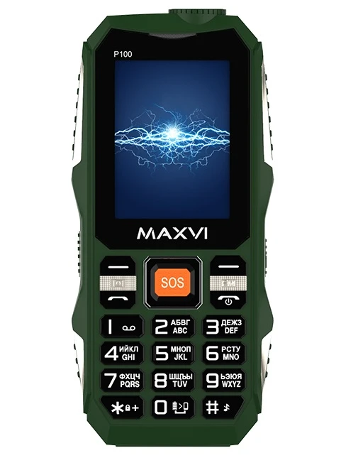 Мобильный телефон Maxvi P100 зеленый; 2.4"; TFT; 240x320; нет камеры; 32 Мб/32 Мб; 5 500 мА/ч