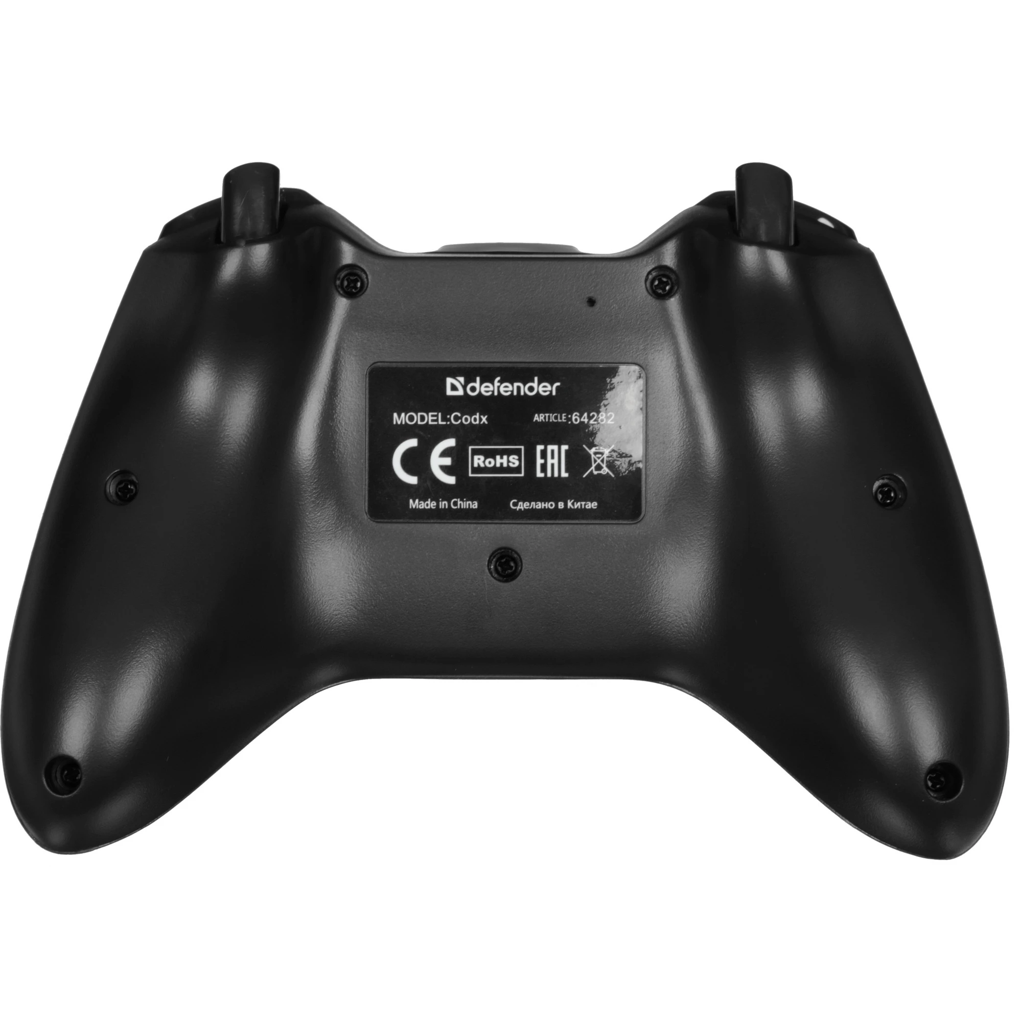 Геймпад беспроводной/проводной Defender CODX (64282***); PS3, PC, Android; 17 кнопок; 2 мини-джойстика; обратная связь; USB, Li-Ion аккумулятор; чёрны