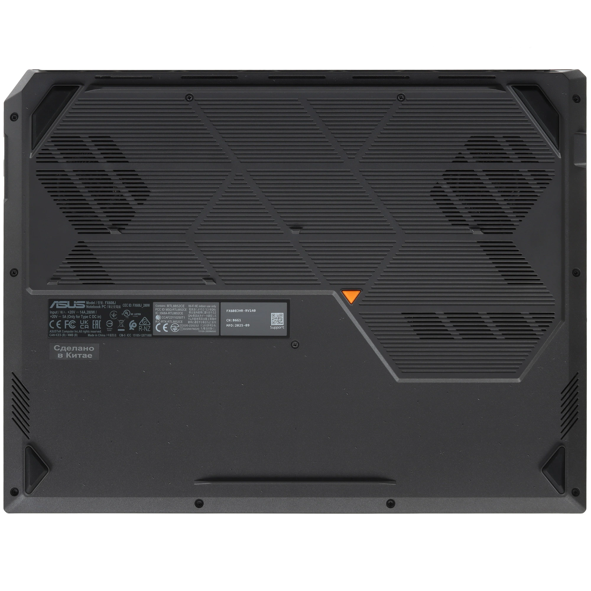 Ноутбук 16" Asus TUF F16 FX6080J-RV140 ; 2560x1600 IPS 165 Гц; Intel Core i5-14450HX; 16 Гб/1 Тб; NVIDIA GeForce RTX 5070 -; 8Гб; NO OS; 72 Вт*ч; 2,2