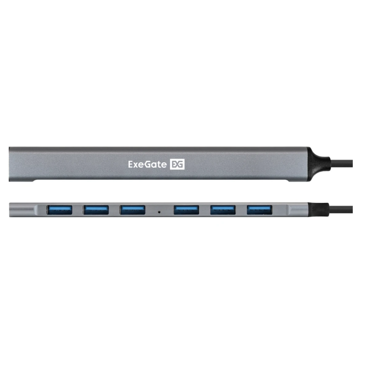 Концентратор USB внешний (***); USB Type A; 1xUSB 3.0, 6xUSB 2.0; 7-портов; металлический корпус; серый