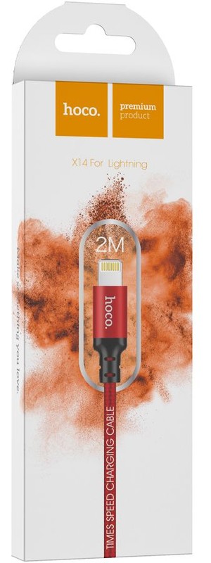 Кабель USB 2.0 AM/Lightning Hoco X14 Times Black; 2A; оплётка; 1м; черный