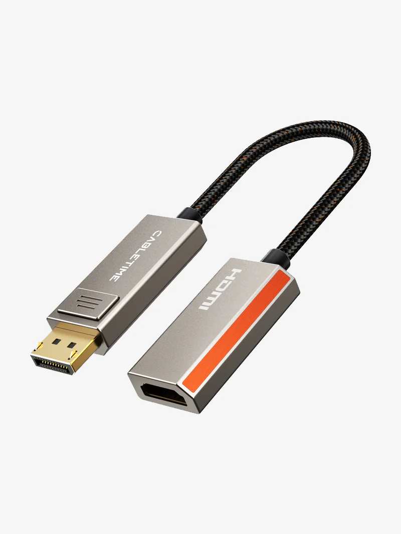 Адаптер DP/HDMI CableTime CP80A; 8К 60Гц; 4К 144Гц; 48Гбит/с; VMM7100 чип; HDR10+; 0,15 м; черный