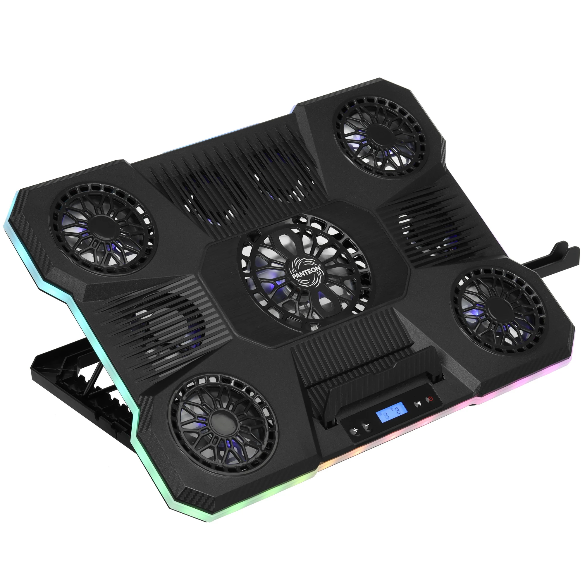 Система охлаждения для ноутбука 19" Jet.A PANTEON CP-198L RGB Black; пластик + металл; 1x100 мм; 4x70 мм; 4x60 мм; USB; 428 х 316 х 45 мм; чёрный