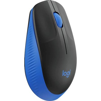 Мышь беспроводная Logitech M190 Black+Blue (910-005925); 2.4 ГГц; USB; оптический; 1000 dpi; 3 кнопки; колесо-кнопка; 1хАА; чёрный + синй