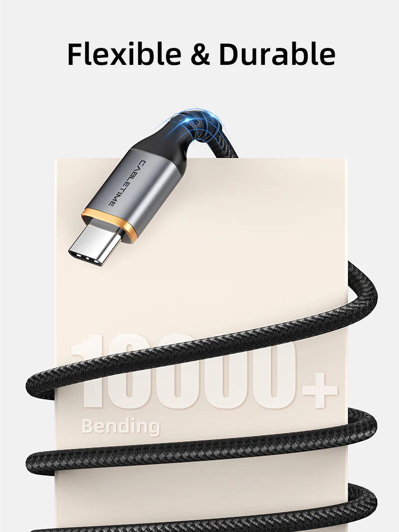 Кабель USB->Type-C CABLETIME CA40H (CT-AMCMG1-AG1), 3А, 45 Вт, 5 Гбит/с; нейлоновая оплётка, корпус разъёмов алюминиевый сплав, 1 м, черный