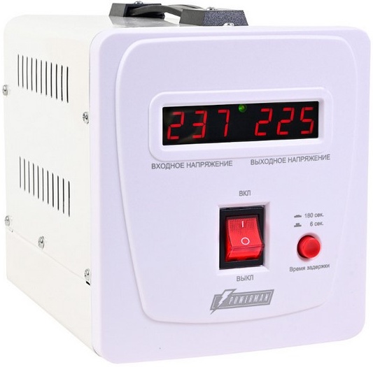 Стабилизатор напряжения Powerman AVS 2000E; 2000 ВА; 2000Вт; 10А; 130 - 260 B; 220 ± 8%; Индикация; 2 евророзетки