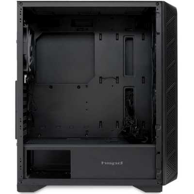 Корпус HSPD M521 (M521-TGBK-ARGB); ATX; Midi-Tower; без БП; 4x120мм; 2xUSB 3.X, 1xUSB 3.X Type-C,1x jack 3.5 mm Mic/Aud; чёрный