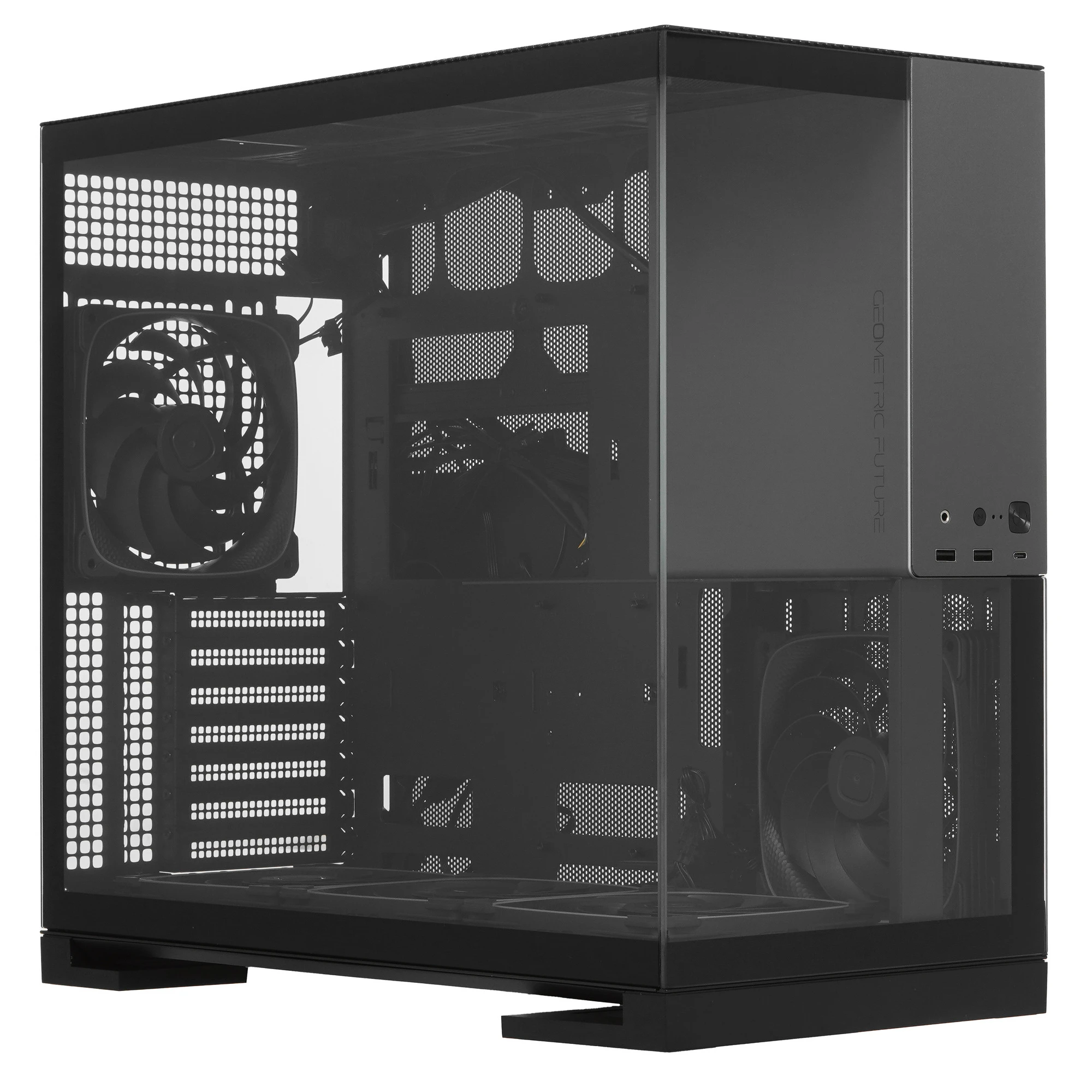 Корпус Geometric Future Model 5 ARGB Black/Grey (1AM5WKBK02100); E-ATX; Middl-Tower; без БП; 5x140 мм; 2xUSB 3.X, 1xUSB 3.X Type-C,1x jack 3.5 mm Mic/