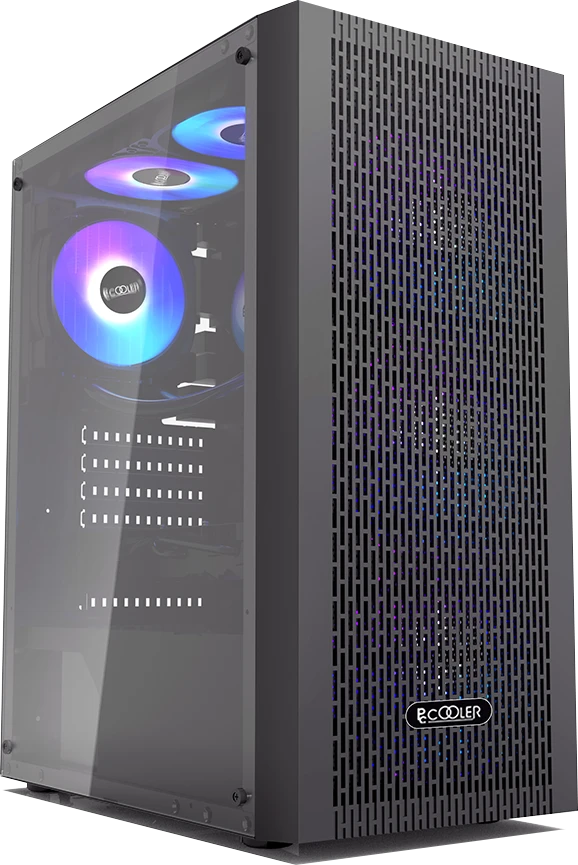 Корпус PCCooler MA100 MESH BK (C3-A510BKP3-GL***); ATX; Midi-Tower; без БП; сталь; 2x3.5" int.; 3 х 120 мм; 2 x USB 2.0/1 x USB 3.0/Mic/Aud; чёрный