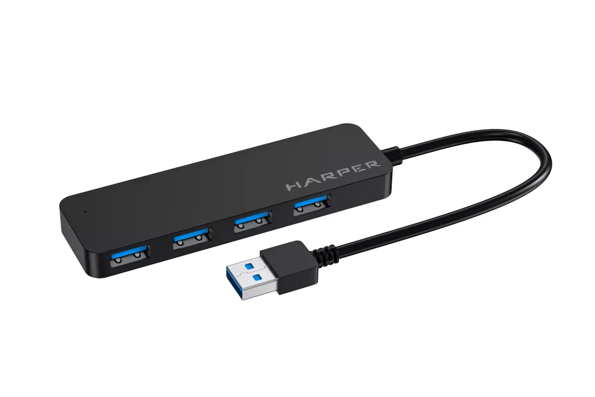 Концентратор USB внешний Harper HUB-04P; USB; 4*USB 3.2, доп питание