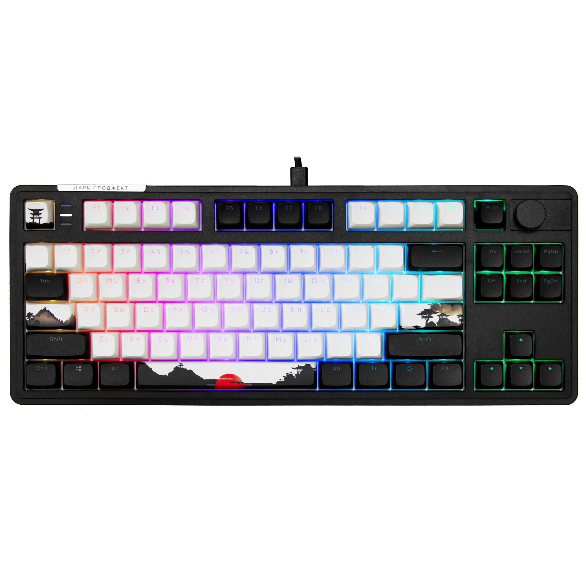 Клавиатура проводная Dark Project KD87A Black (DP-KD87A-000100-GMS); механическая; switch - g3ms Moonstone; 87 клавиш; RGB; 1,8м; чёрный-белый