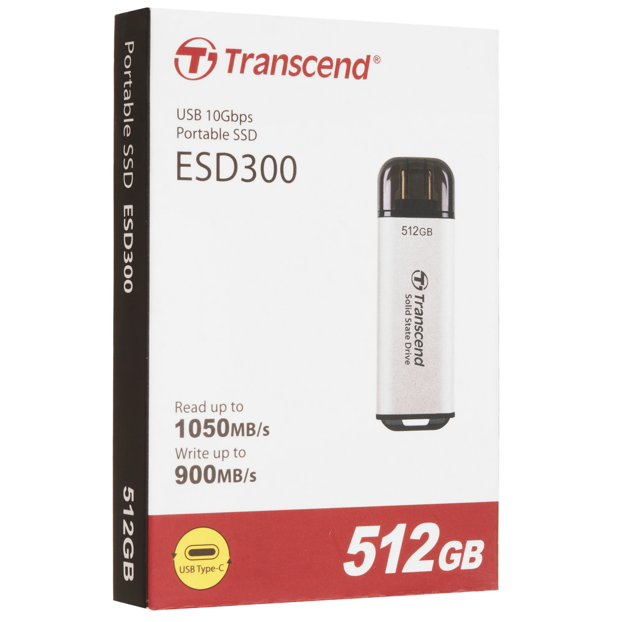 Внешний SSD 512 ГБ Transcend ESD300 (TS512GESD300S); USB 3.2 Gen 2 Type C; серебристый