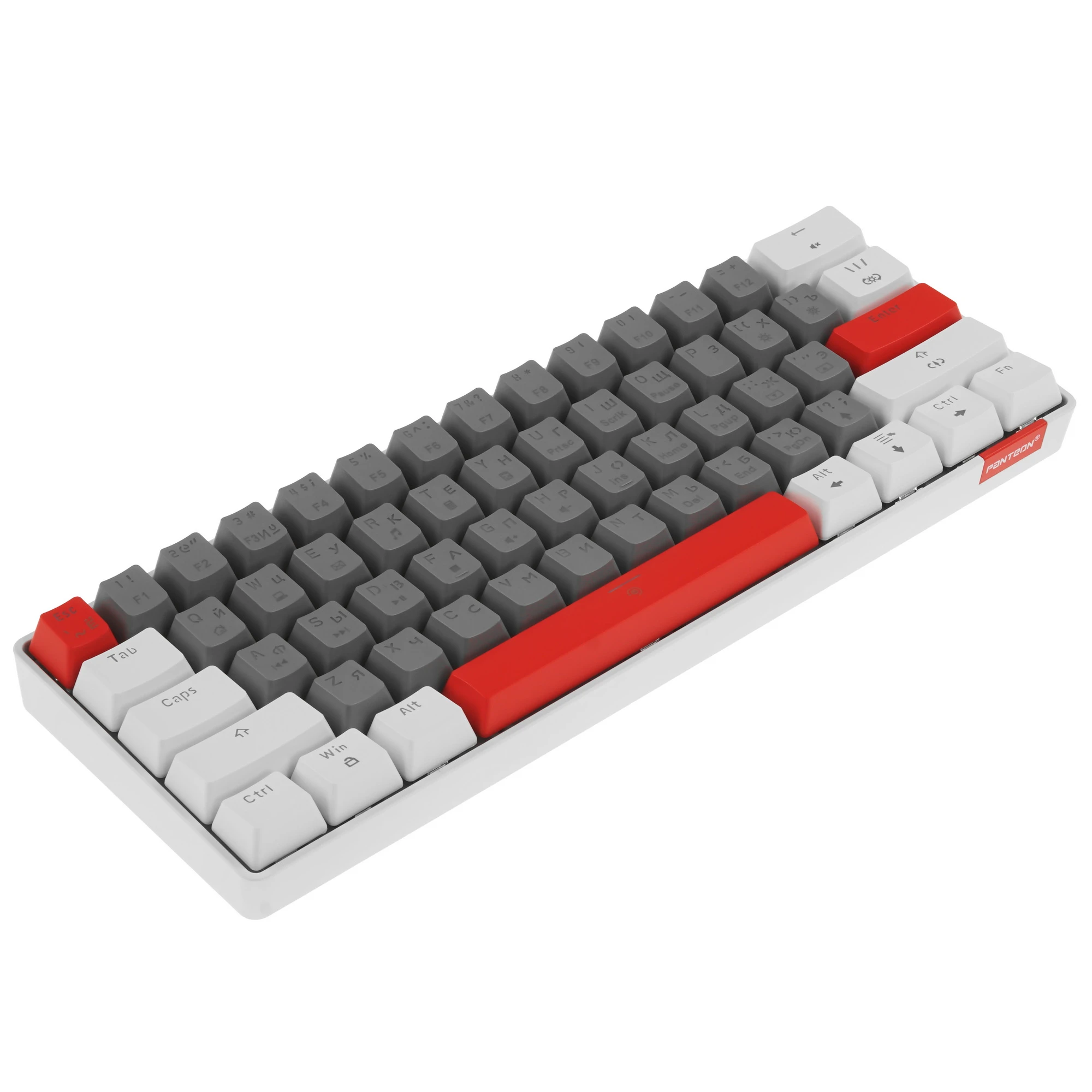 Клавиатура игровая Jet.A PANTEON T3 BS HS RB Black-Grey (40); USB; механическая; 61 клавиш; 12 (+FN); LED подсветка; съемный кабель; черный + серый