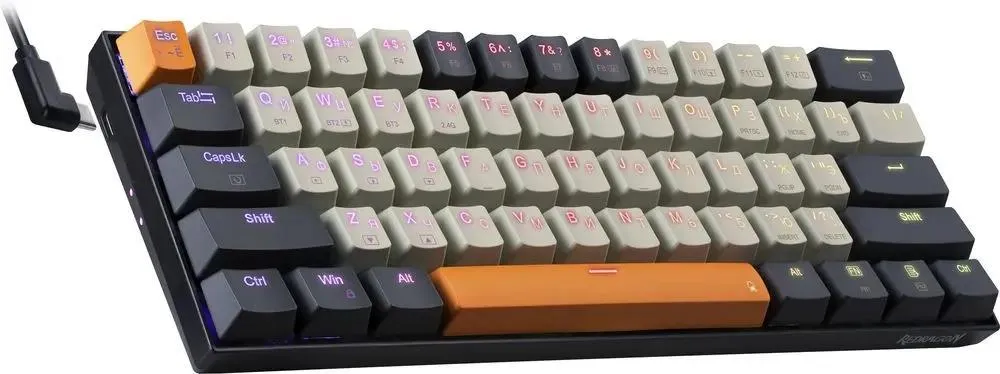 Клавиатура игровая Redragon CARAXES PRO (71554***); USB + (BT/2.4 Ггц); механическая; 61 клавиш; подсветка; LED подсветка; встроенный аккумулят