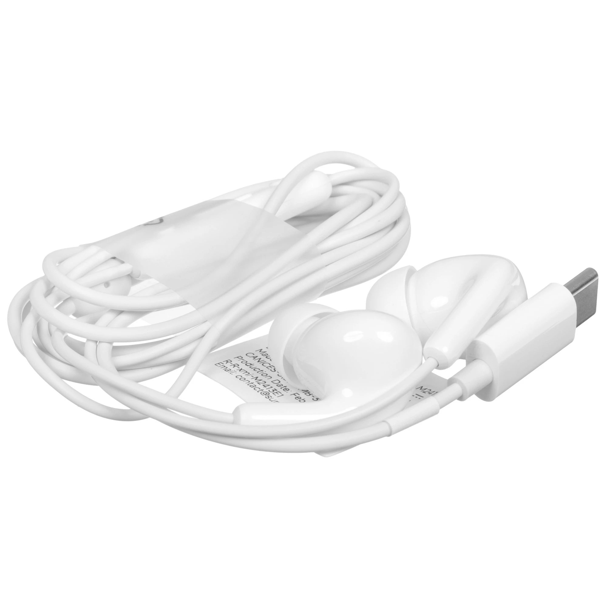 Гарнитура проводная, Xiaomi Type-C Earphones White, (HR8931GL), внутриканальные, без крепления, 20 Гц - 20 кГц, 32 Ом,  USB Type-C, 1,25 м, 14 г, белы