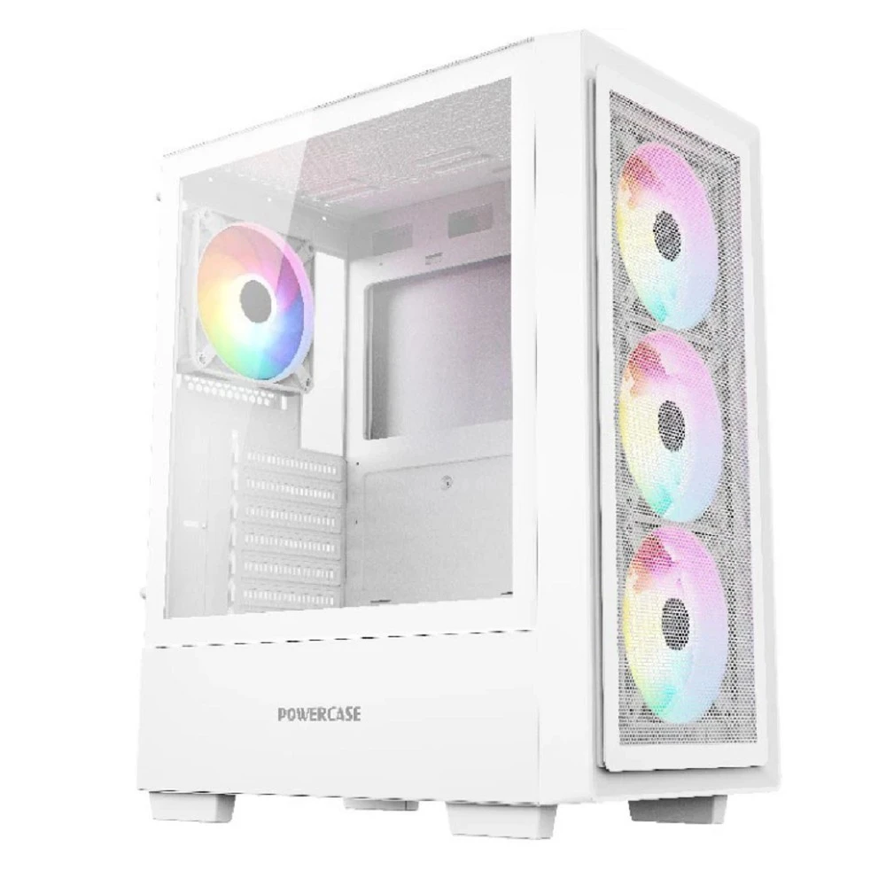 Корпус Powercase Mistral AY4W ARGB White (CMAYW-A4); ATX; Midi-Tower; без БП; сталь; 2x3.5" int.; 4 x 120 мм; 2xUSB 2.0/1xUSB 3.0/Mic/Aud; белый