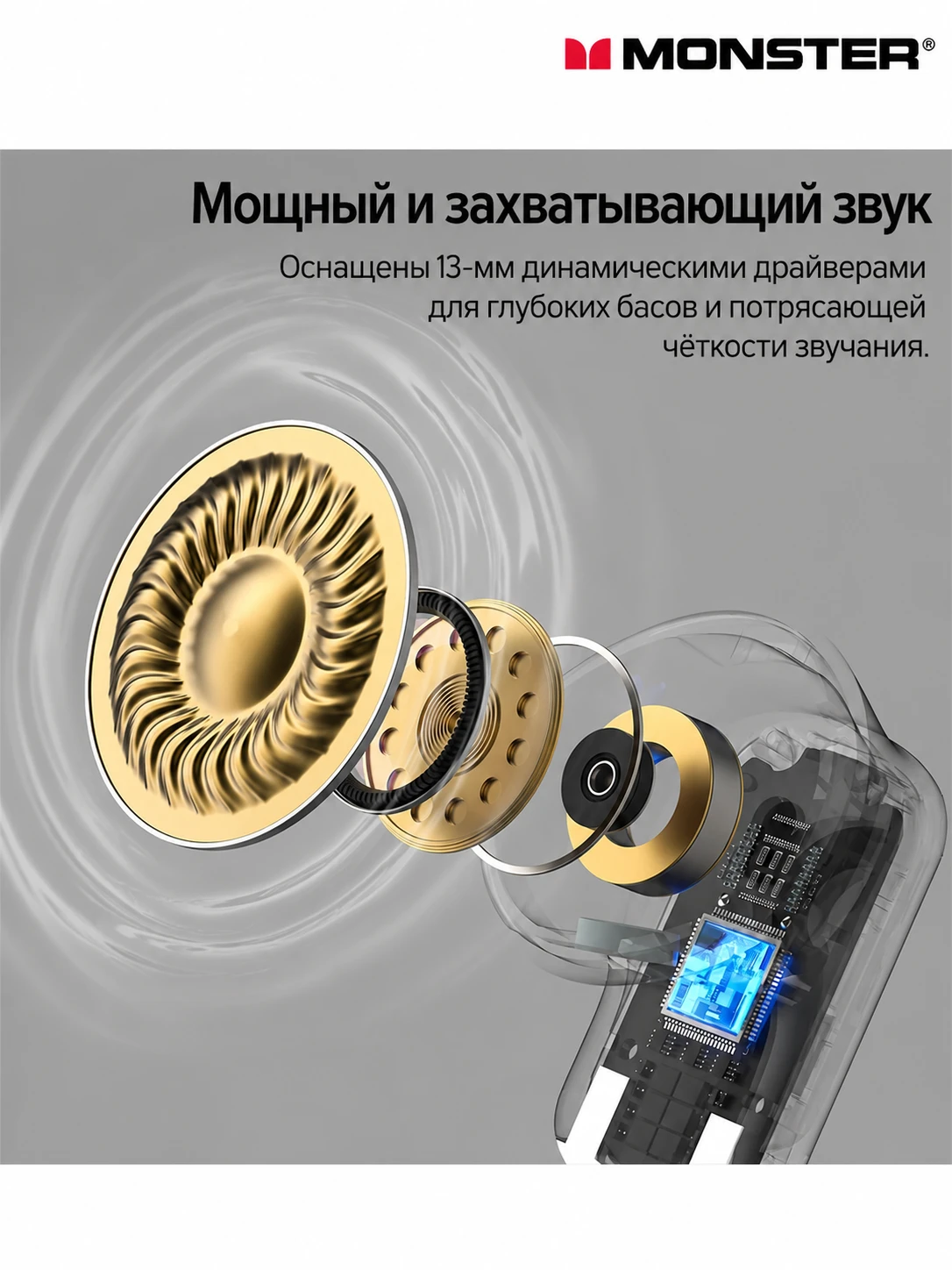 Гарнитура беспроводная MONSTER N-Lite 217 Black (MH22273BLK), внутриканальные, без крепления, 6.0, IPX6, 400 мА/ч, 56 г, черный