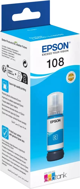 Контейнер Epson 108 Cyan (C13T09C24A); L8XXX/L18XXX; 70 мл; голубой (Cyan)