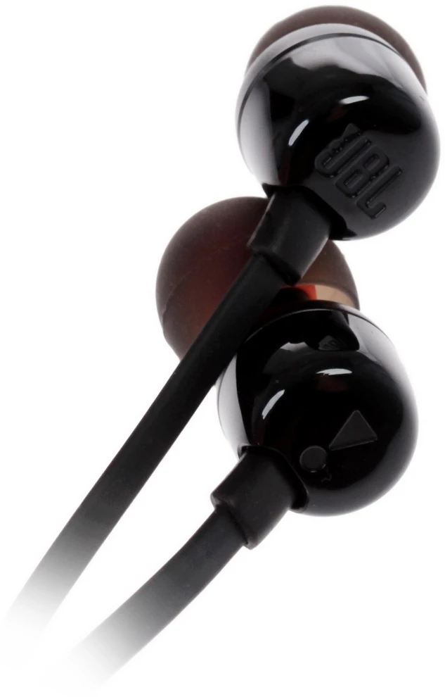 Гарнитура проводная JBL T110 (JBLT110BLK); внутриканальные; 20 - 20 000 Гц; 16 Ом; 1,2 м; встроенный микрофон