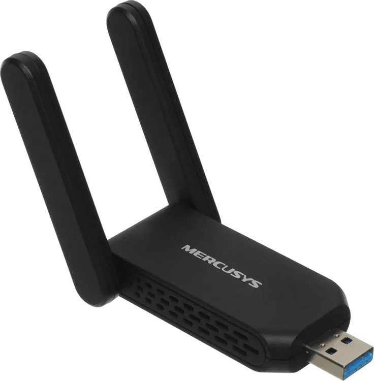 Сетевая карта WiFi Mercusys MA72XH (AX1800); 1775 Мбит/с (574 Мбит/с+ 1201 Мбит/с); 2 ant; USB