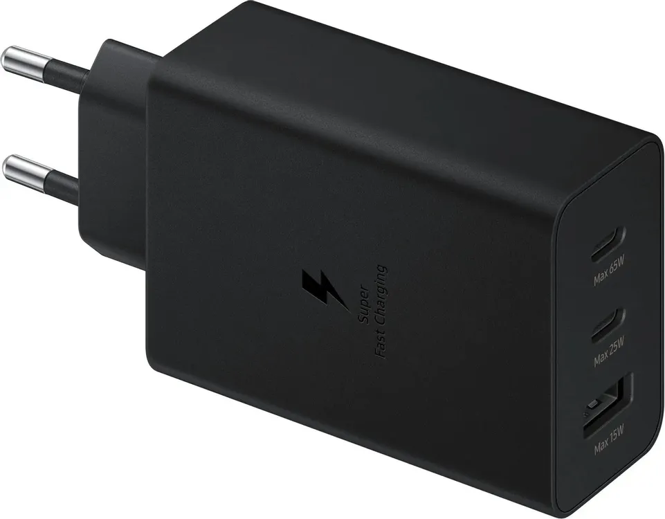 Зарядное устройство Samsung EP-T6530 Black (EP-T6530NBEG), 65 Вт, 3А, 1xUSB, 2xType-C, черный
