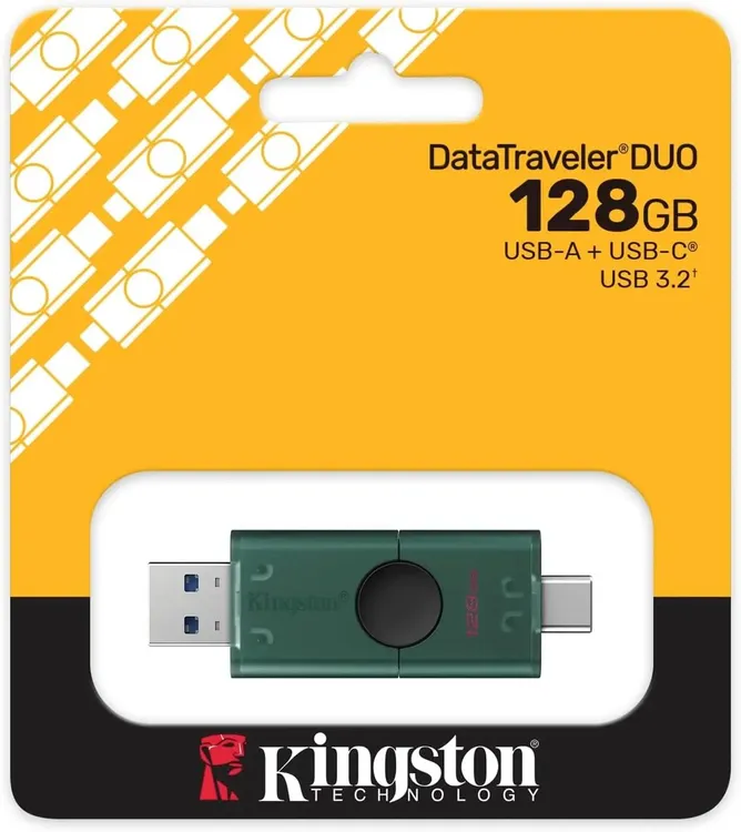 Накопитель USB-флэш 128 ГБ Kingston DataTraveler Duo (DTDEG2/128GB); USB 3.2 Gen 1; OTG Type-C; зеленый
