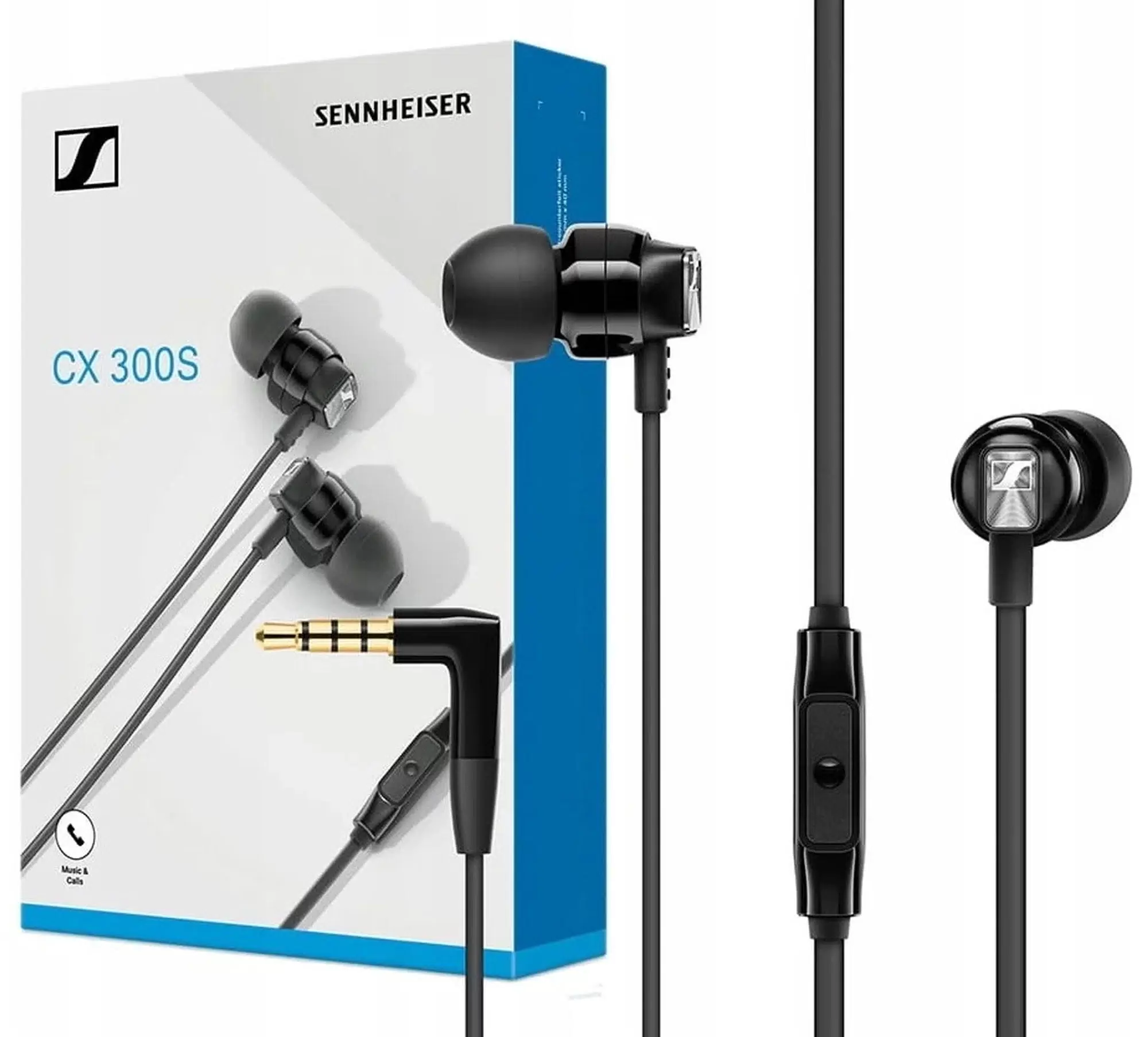 Гарнитура проводная вставная Sennheiser CX 300S Black; Mini-jack 3,5мм, внутриканальная; 17 - 21 000 Гц; 18 Ом; 1,2 м; встроенный микрофон; черный